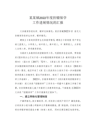 某某镇2022年度控辍保学工作进展情况的汇报.docx