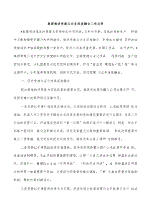 集团推进党建与业务深度融合工作总结.docx