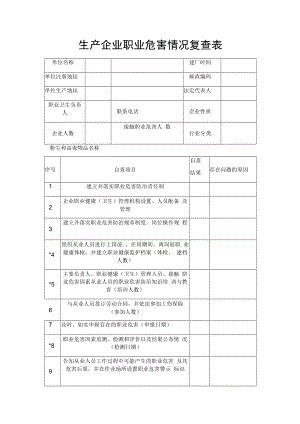 生产企业职业危害情况复查表.docx