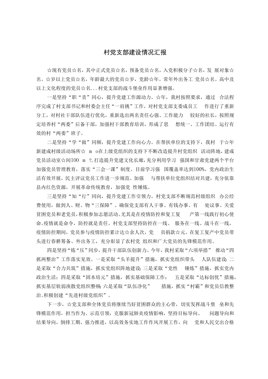 村党支部建设情况汇报.docx_第1页