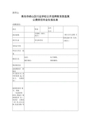 附件2： 免费师范生应聘报名表.docx