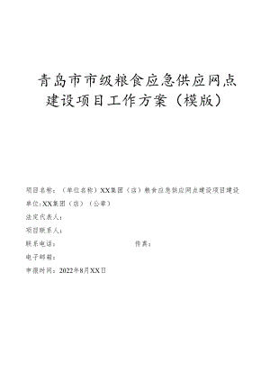 青岛市市级粮食应急供应网点建设项目工作方案模版.docx