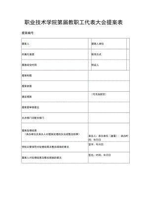 职业技术学院第届教职工代表大会提案表.docx