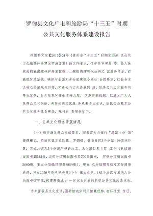罗甸县文化广电和旅游局“十三五”时期公共文化服务体系建设报告.docx