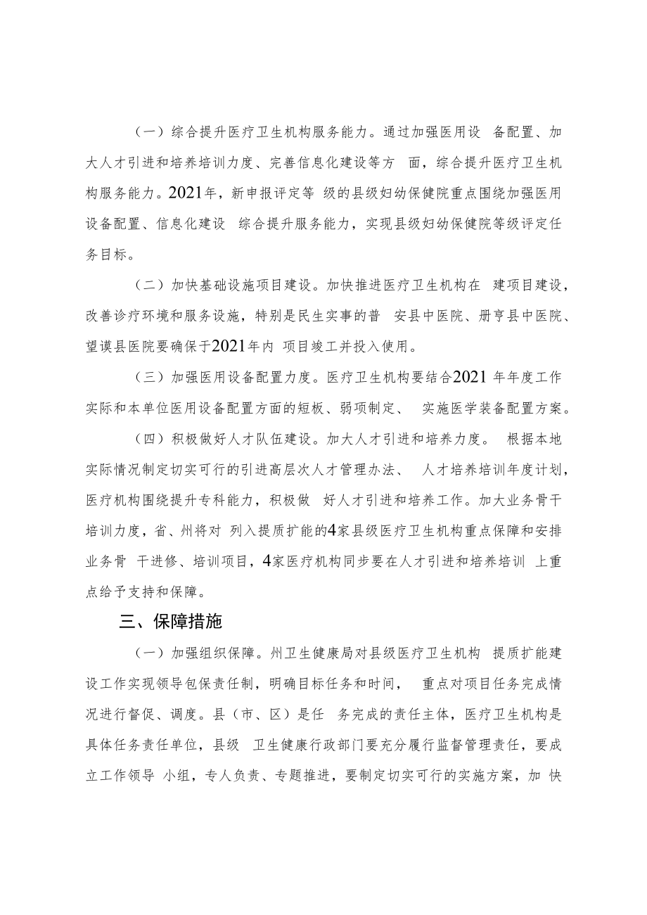 黔西南州2021年“十件民生实事”县级医疗卫生机构提质扩能实施方案.docx_第3页
