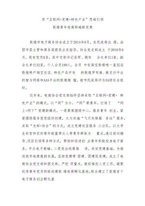 用“互联网 党建 特色产业”思维引领敦煌青年电商跨越新发展.docx