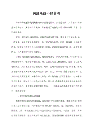 黄缘龟好不好养呢.docx