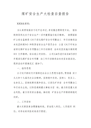 煤矿安全生产大检查自查报告.docx