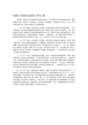 驻村干部队伍建设工作汇报.docx
