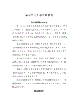 某某公司人事管理制度.docx
