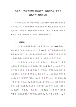 某县关于“推动和激励干部担当作为、防止和纠正干部不作为乱作为”的情况汇报.docx