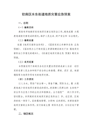 钦南区水东街道地质灾害应急预案.docx