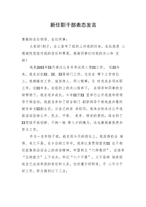 新任职干部表态发言.docx
