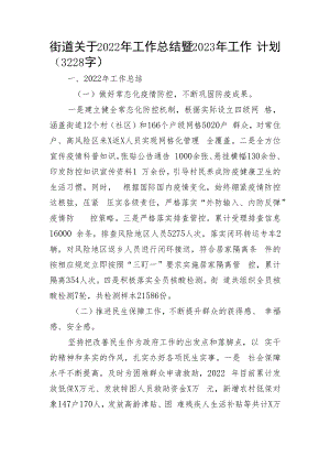 街道关于2022年工作总结暨2023年工作计划.docx