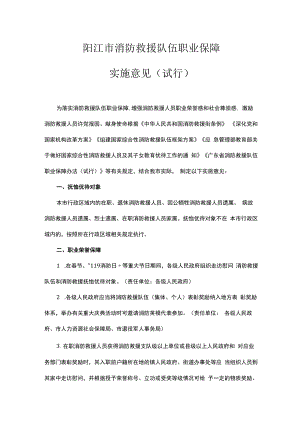 阳江市消防救援队伍职业保障实施意见（试行）.docx