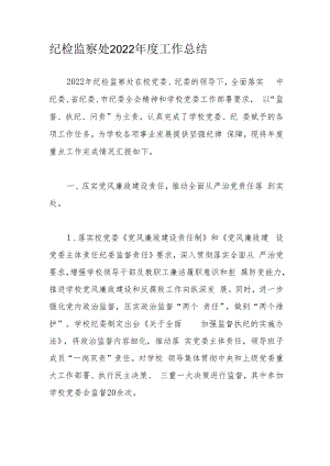 纪检监察处2022年度工作总结.docx