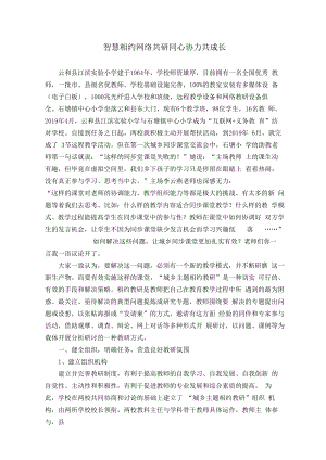 智慧教育典型案例：智慧相约 网络共研 同心协力共成长.docx