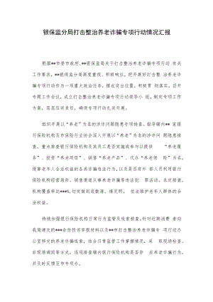 银保监分局打击整治养老诈骗专项行动情况汇报.docx