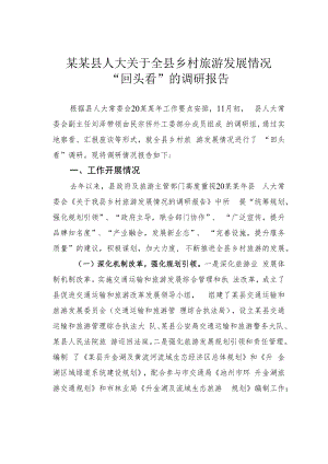 某某县人大关于全县乡村旅游发展情况“回头看”的调研报告.docx