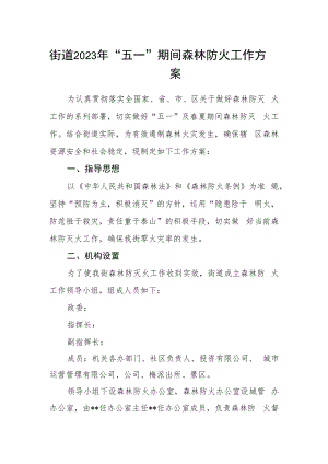 街道2023年“五一”期间森林防火工作方案.docx