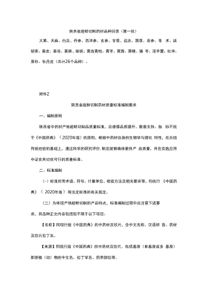 陕西省趁鲜切制药材品种目录、陕西省趁鲜切制药材质量标准编制要求.docx