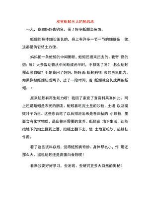 观察蚯蚓三天的栖息地.docx