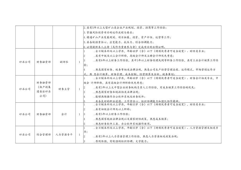 长沙市砂石产业有限责任公司2020年公开招聘岗位计划表.docx_第2页