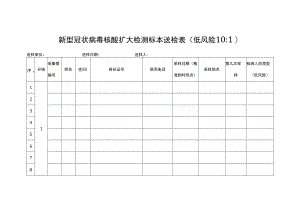 新型冠状病毒核酸扩大检测标本送检表（低风险10：1）.docx