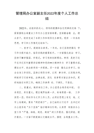 管理局办公室副主任2022年度个人工作总结.docx