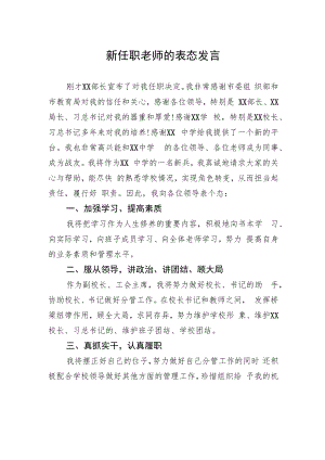 新任职老师的表态发言.docx
