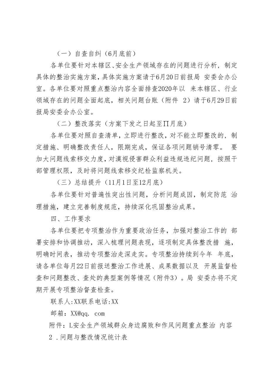 深入开展安全生产领域群众身边腐败和作风问题专项整治实施方案.docx_第2页