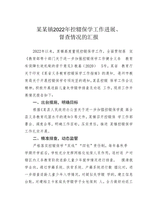 某某镇2022年控辍保学工作进展、督查情况的汇报.docx