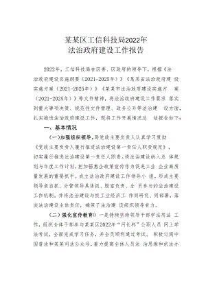 某某区工信科技局2022年法治政府建设工作报告.docx