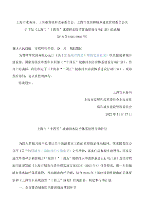 《上海市“十四五”城市排水防涝体系建设行动计划》.docx