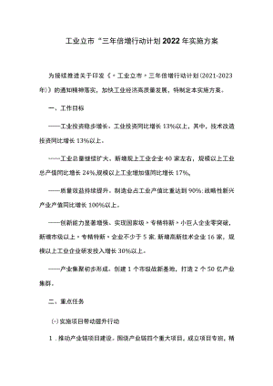 “工业立市”三年倍增行动计划2022年实施方案.docx