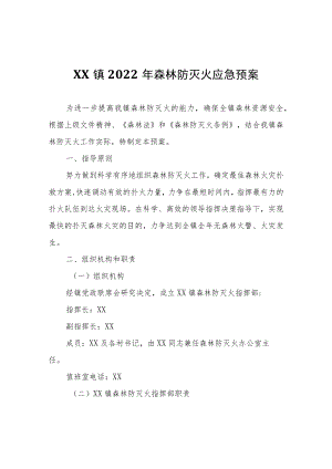 XX镇2022年森林防灭火应急预案.docx
