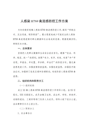 人感染H7N9禽流感防控工作方案.docx