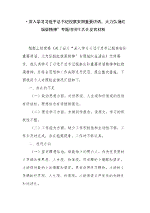 大力弘扬红旗渠精神”专题组织生活会发言材料.docx