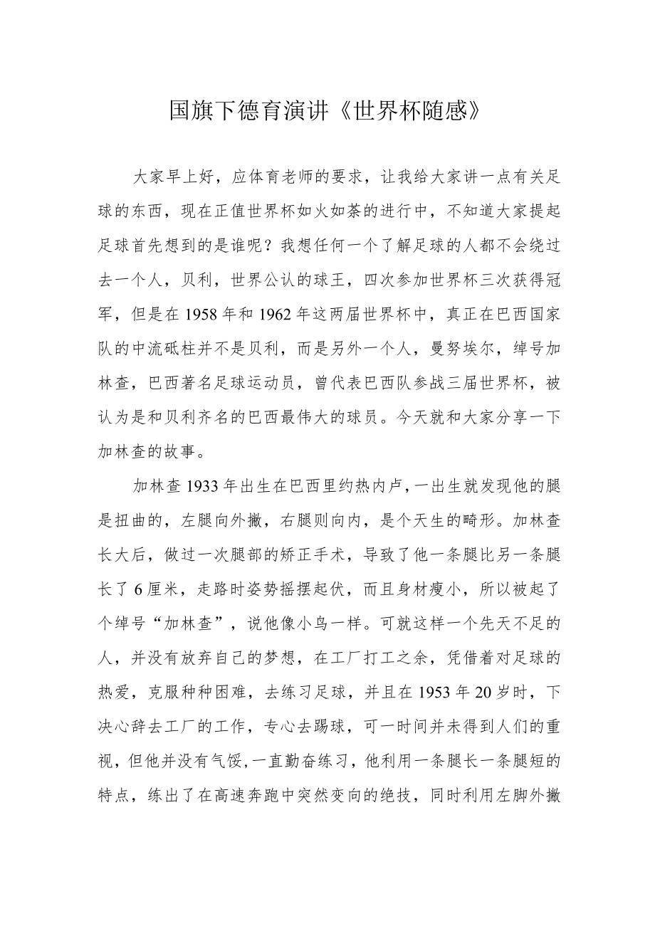 国旗下德育演讲《世界杯随感》.docx_第1页
