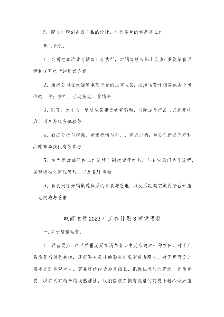电商运营2023年工作计划3篇供借鉴.docx_第2页