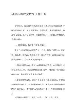 巩固拓展脱贫成果工作汇报.docx