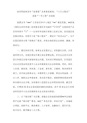 政府职能转变和“放管服”改革典型案例：“小厅大服务”助推“一号工程”加速度.docx