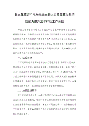 县文化旅游广电局推进文物火灾隐患整治和消防能力提升三年行动工作总结.docx