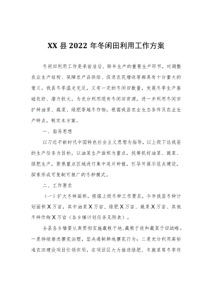 XX县2022年冬闲田利用工作方案.docx