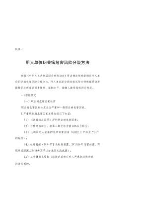 用人单位职业病危害风险分级、卫生管理自查方法、职业病危害综合风险评估方法、评估报告.docx