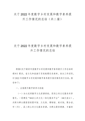 关于2022年度数字乡村发展和数字素养提升工作情况的总结(共二篇).docx