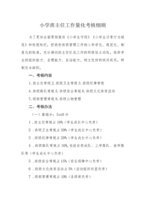 小学班主任工作量化考核细则.docx