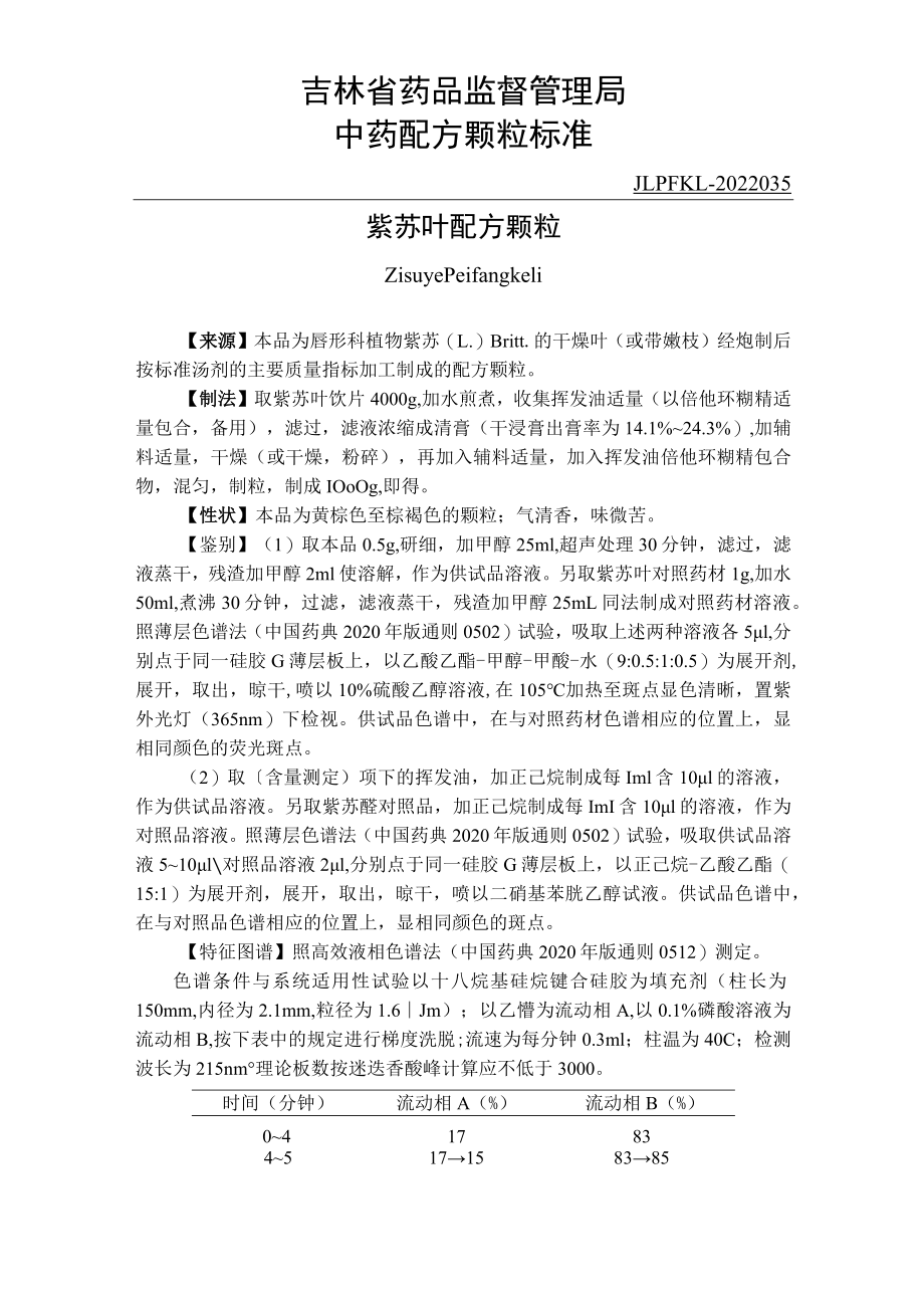 吉林中药紫苏叶配方颗粒标准.docx_第1页