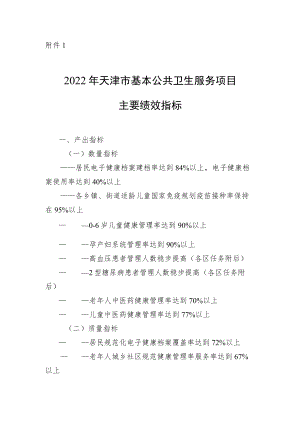2022年天津市基本公共卫生服务项目主要绩效指标.docx