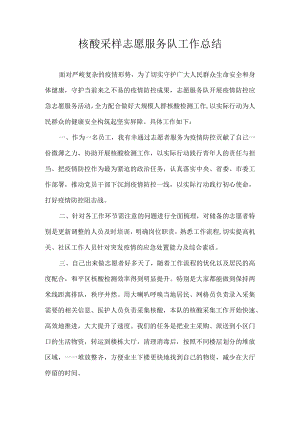 核酸采样志愿服务队工作总结.docx